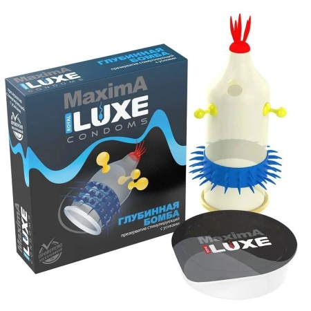 Презерватив с усиками и шариками Luxe Maxima Глубинная Бомба